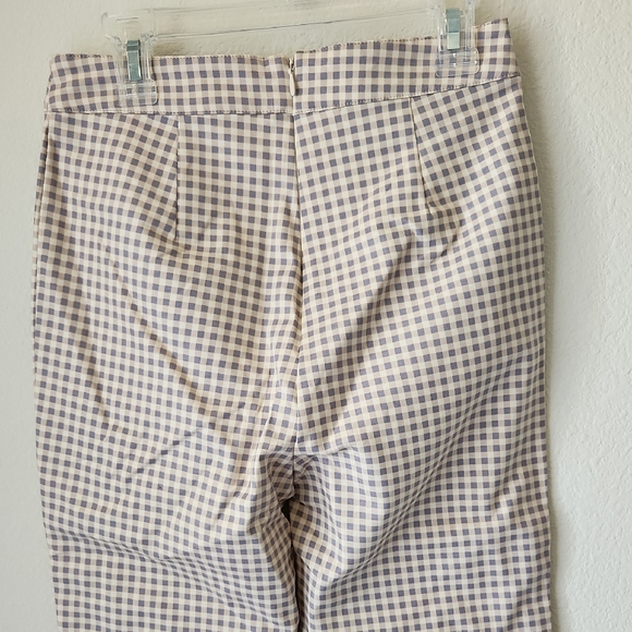 WeWoreWhat Beige and Blue Checkered Pants Slight Flare Leg Sz 00 NWT Preppy - Picture 7 of 15